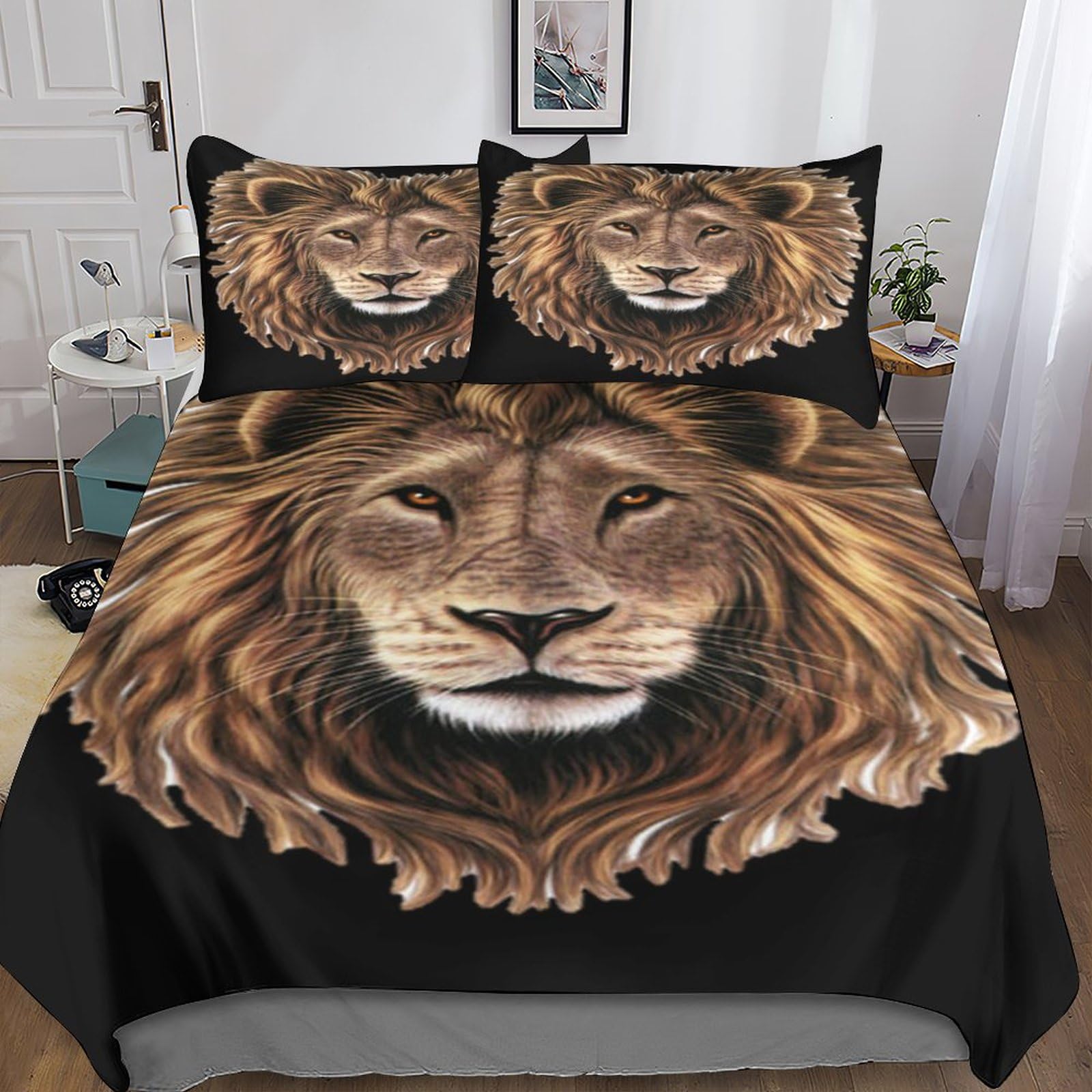 Housse de couette lion pour chambre d'enfant et ado déco savane sauvage