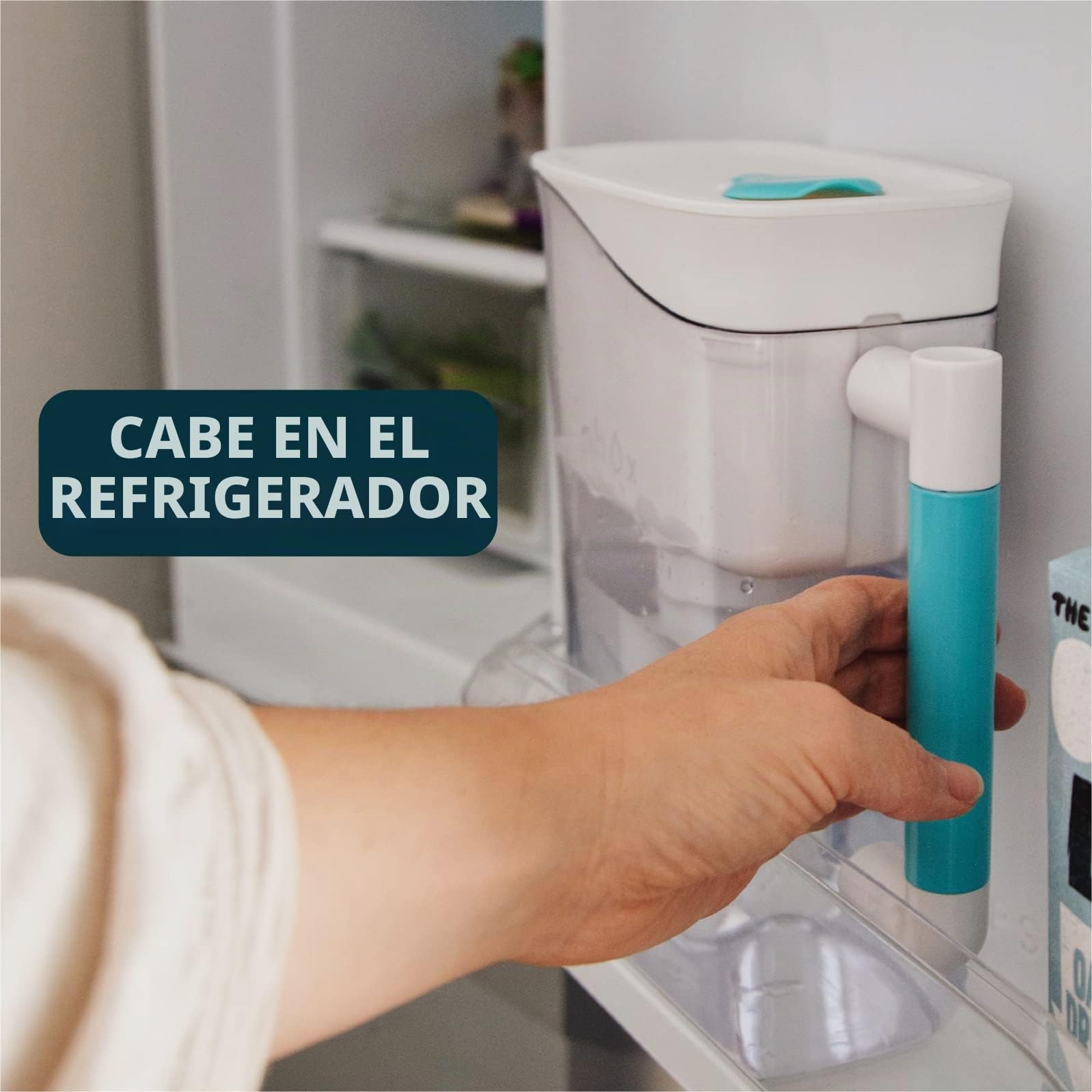 Phox Wave - Jarra de filtro de agua de 2,8 L y cartucho recargable (limpio), azul, blanco | Suministro para 3 meses
