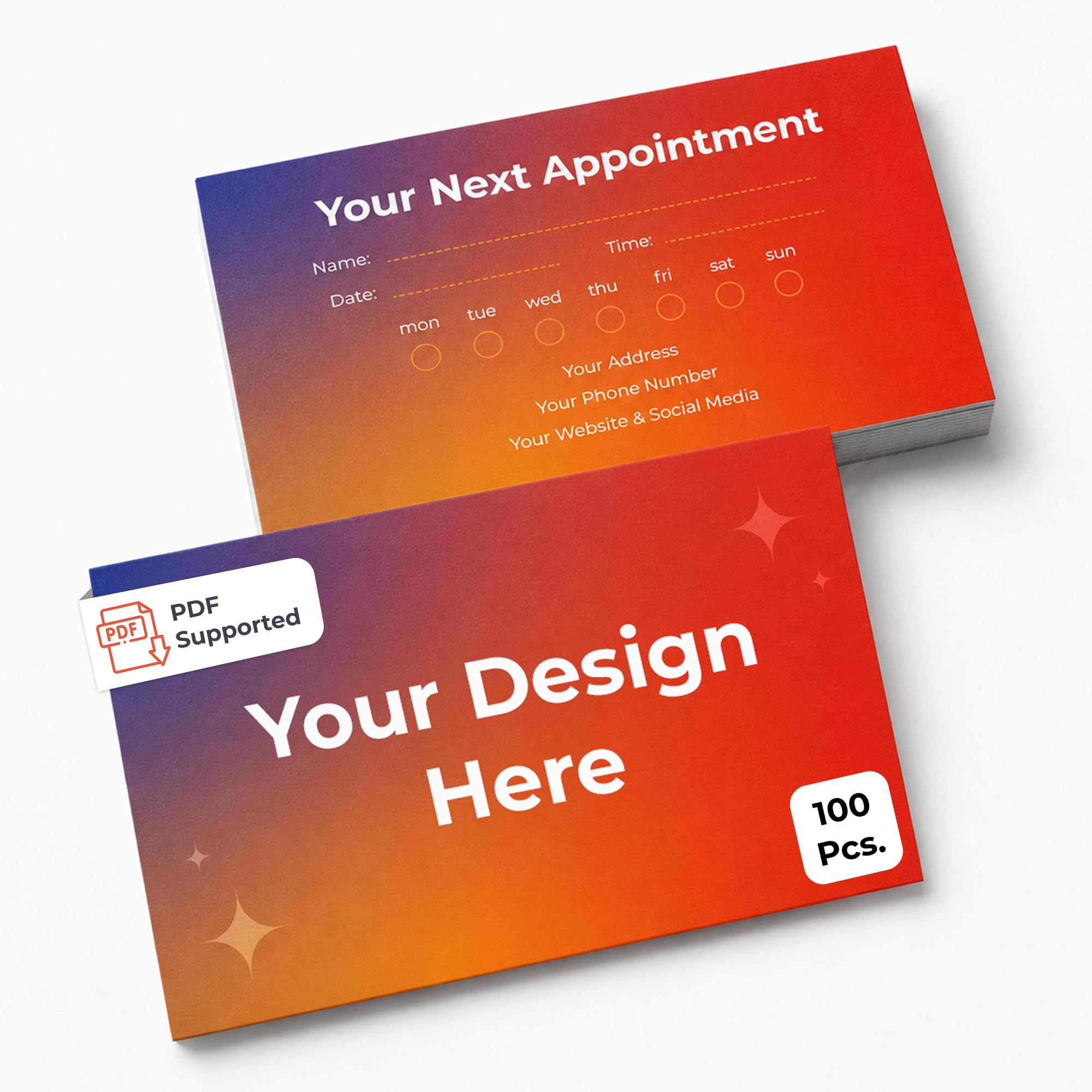 Personalised Appointment Cards, Add Logo, Design or Text, 100 Pack, 324 GSM, 85 x 55 mm, Double-Sided Printing, Appointment Reminder Cards for Local Businesses and Shops
