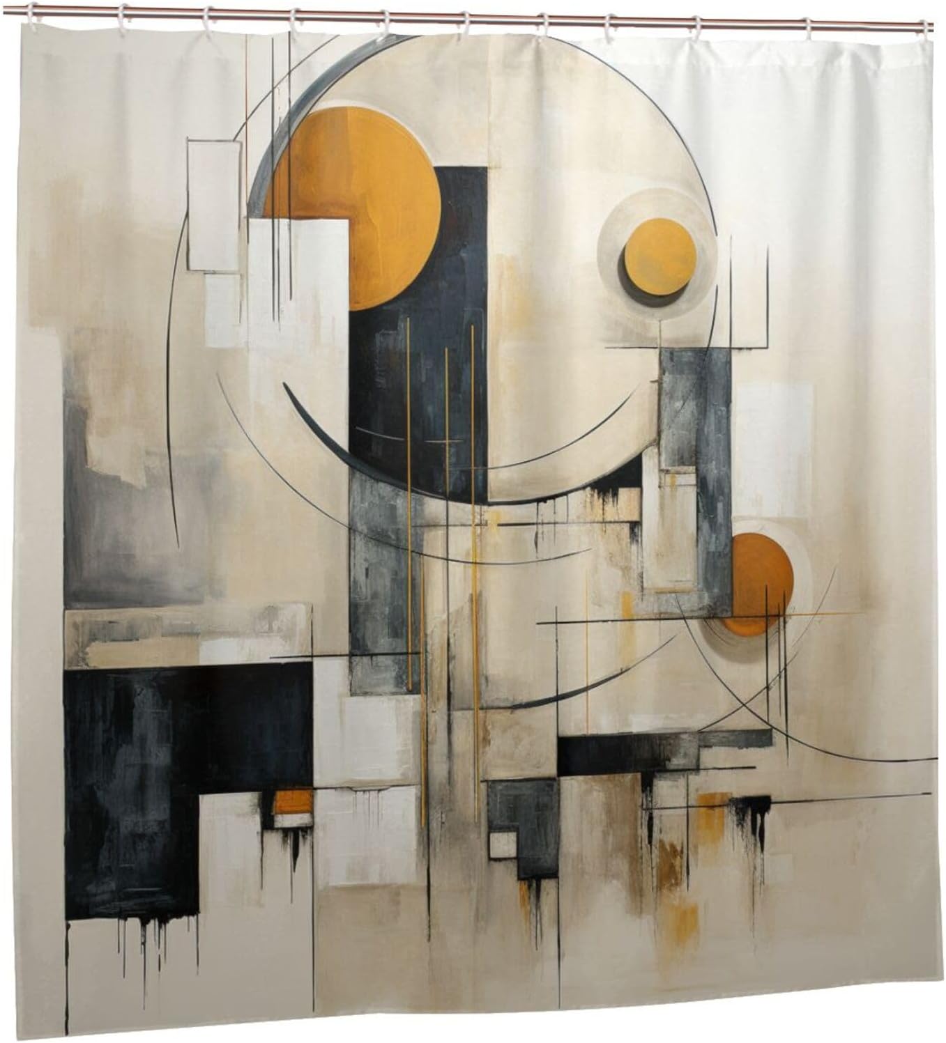 Oil Painting Abstract Shower Curtain for Bathroom, Brown Black Grey White Beige Boho Shower Curtain Set, Luxury Fabric Modern Waterproof Bathroom Decor with 12 Hooks 72x72in YLATY10881