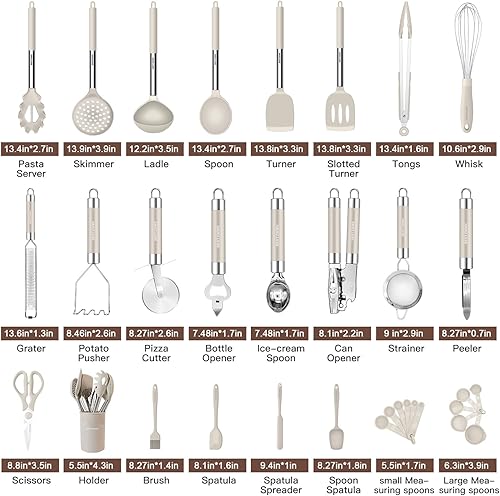 Miniatura 2 de Juego de utensilios de cocina de silicona, 33 piezas de utensilios de cocina de silicona antiadherente, juego de espátula con soporte, los mejores