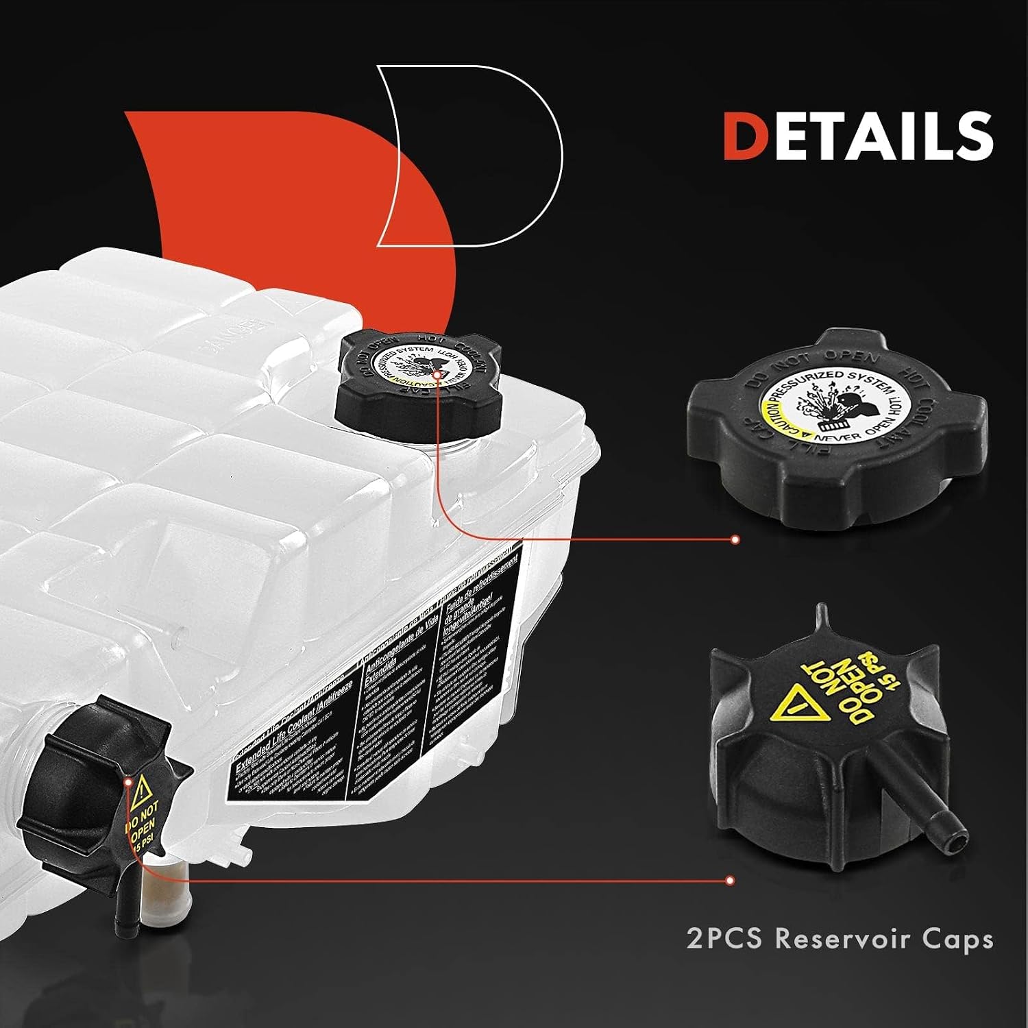 A-Premium Coolant Overflow Reservoir Bottle Tank Compatible with Kenworth W900, T800, T660, T600; and Peterbilt 389, 388, 386, 385, 384, 382, 377, 367, 365, 348 - with BEHR Cooling Module