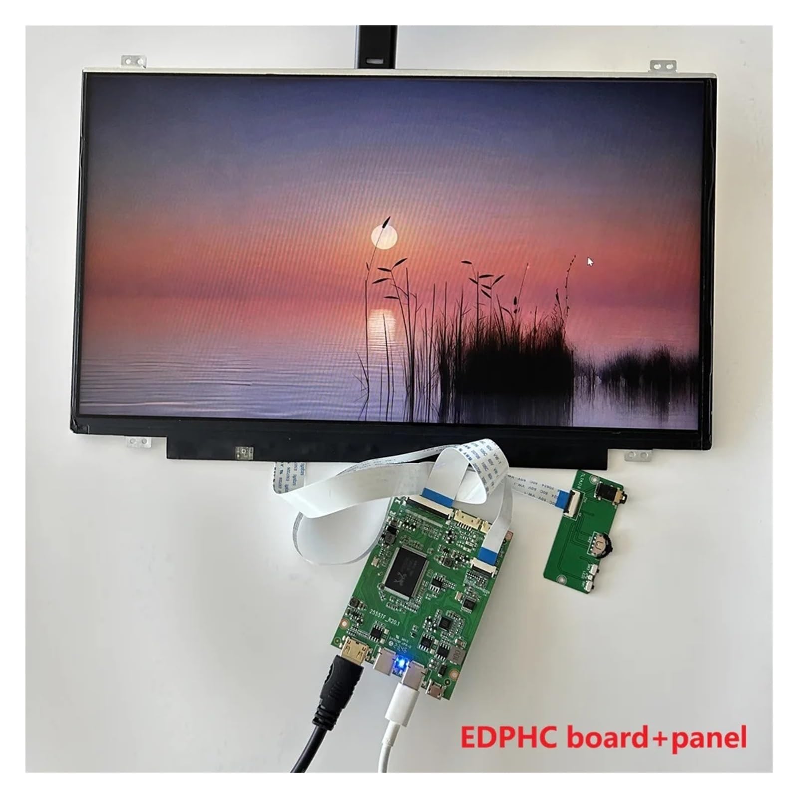 Monitor Schermo IPS Da 14 Pollici 14 "1366X768 + Kit Scheda Controller EDP VGA/Tipo C USB/HDMI Compatibile for PC X360 Lap Raspberry Kit Driver EDP(EDP board with panel)