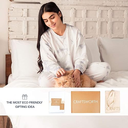 Miniatura 5 de CRAFTSWORTH Juego de sábanas 100% de algodón egipcio, tamaño individual XL, juego de sábanas de bolsillo extra profundo, sábana encimera, sábana