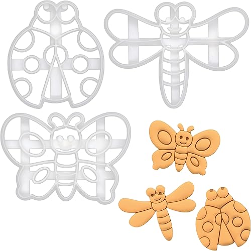 Juego de 3 cortadores de galletas de insectos (diseños: mariquita, libélula y mariposa), 3 piezas - Bakerlogy