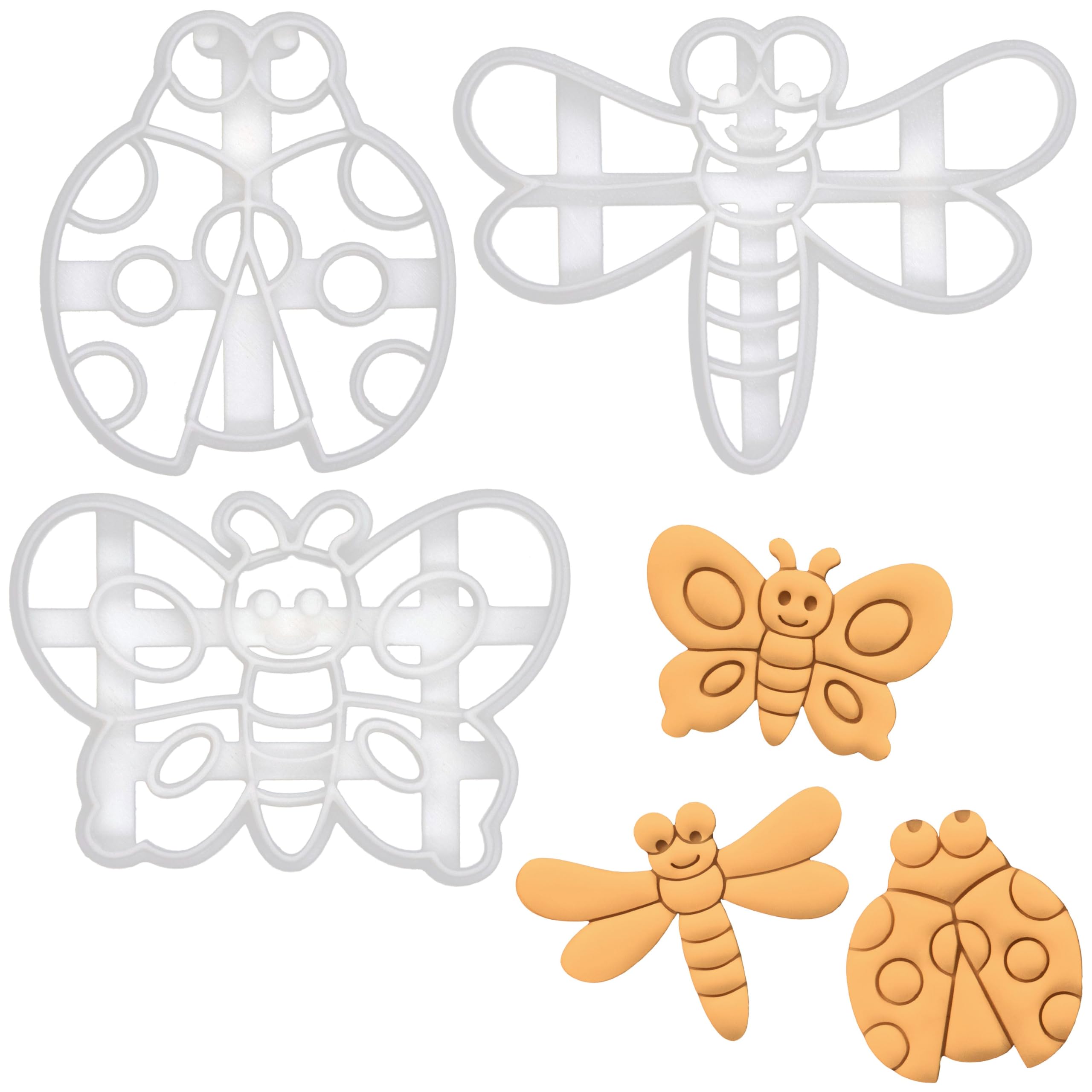 ensemble de 3 emporte-pièces insectes (motifs: coccinelle, libellule et papillon), 3 pièces