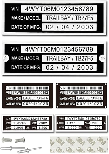 Entrega más rápida de 3 a 6 días - Placas de número VIN personalizadas para remolque, reemplazo de placa de identificación, etiquetas VIN, etiqueta