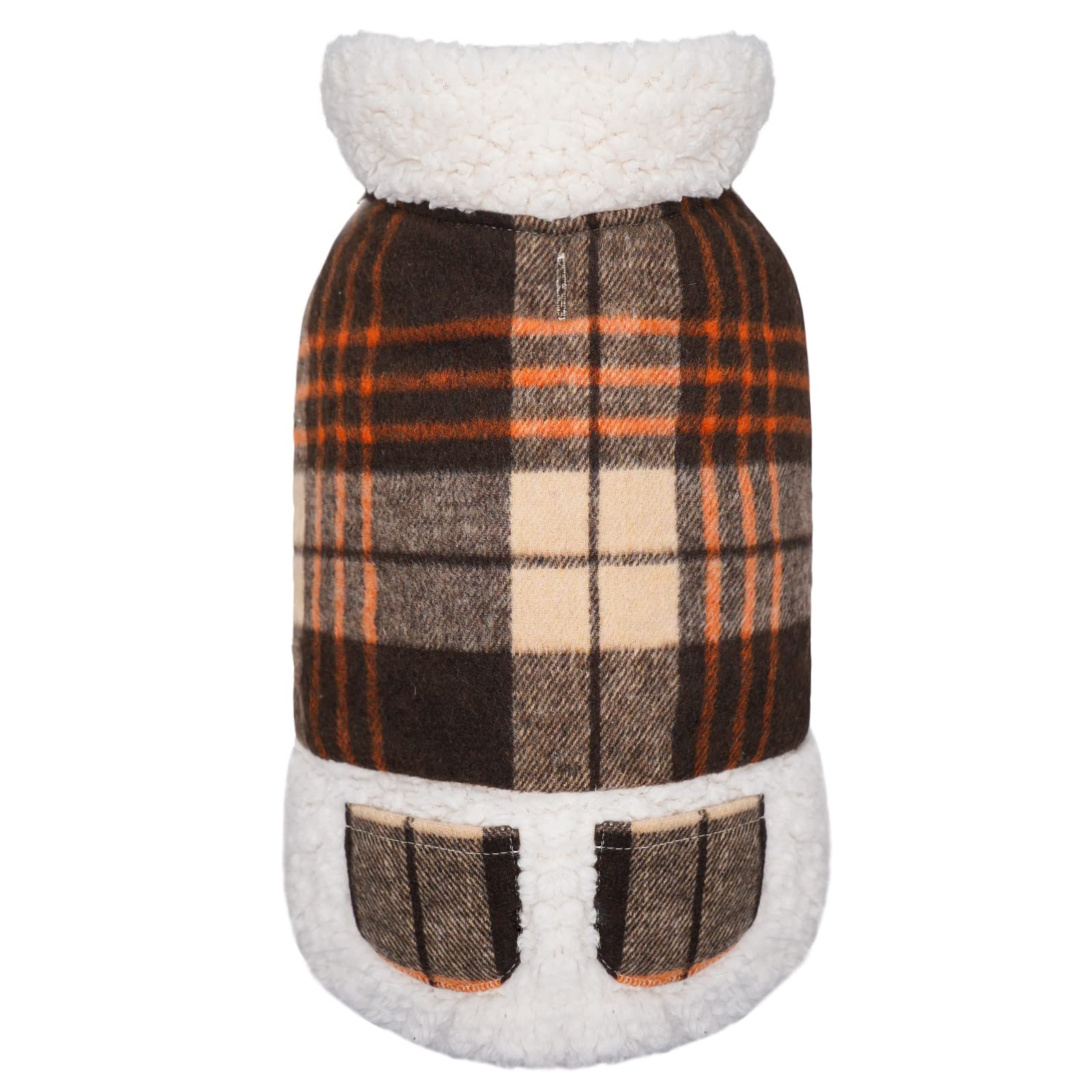 KYEESE Dog Jacket Checked Plaid with Leash Hole for Small Medium Dogs Winter Windproof Soft Warm Lined with Pocket Dogs Vest Cold Weather Coats