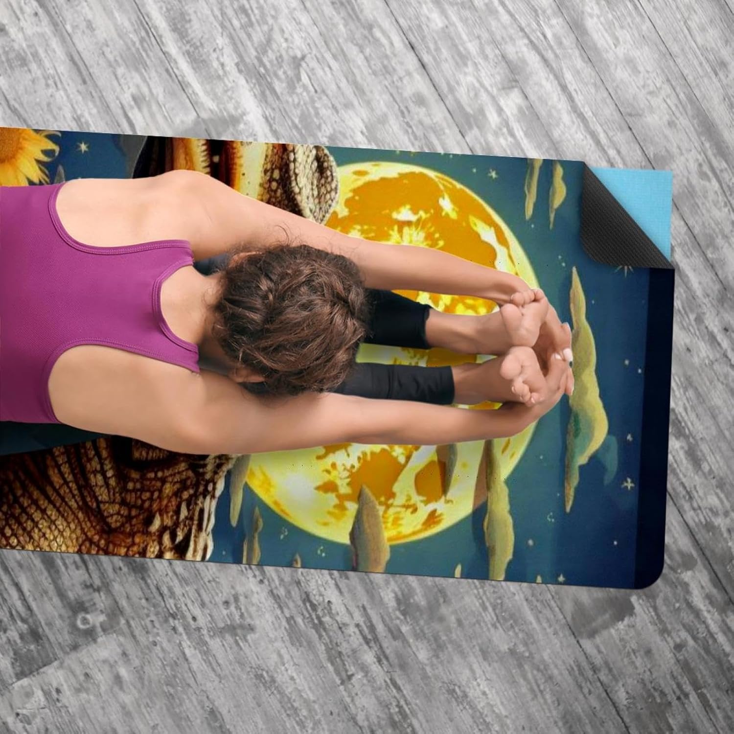 Yoga Towel, Crocodile Star Sunflower Non Slip Sweat Absorbent Hot Yoga Mat Towel for Hot Yoga, Pilates and Fitness - 72.8" x 26.8"