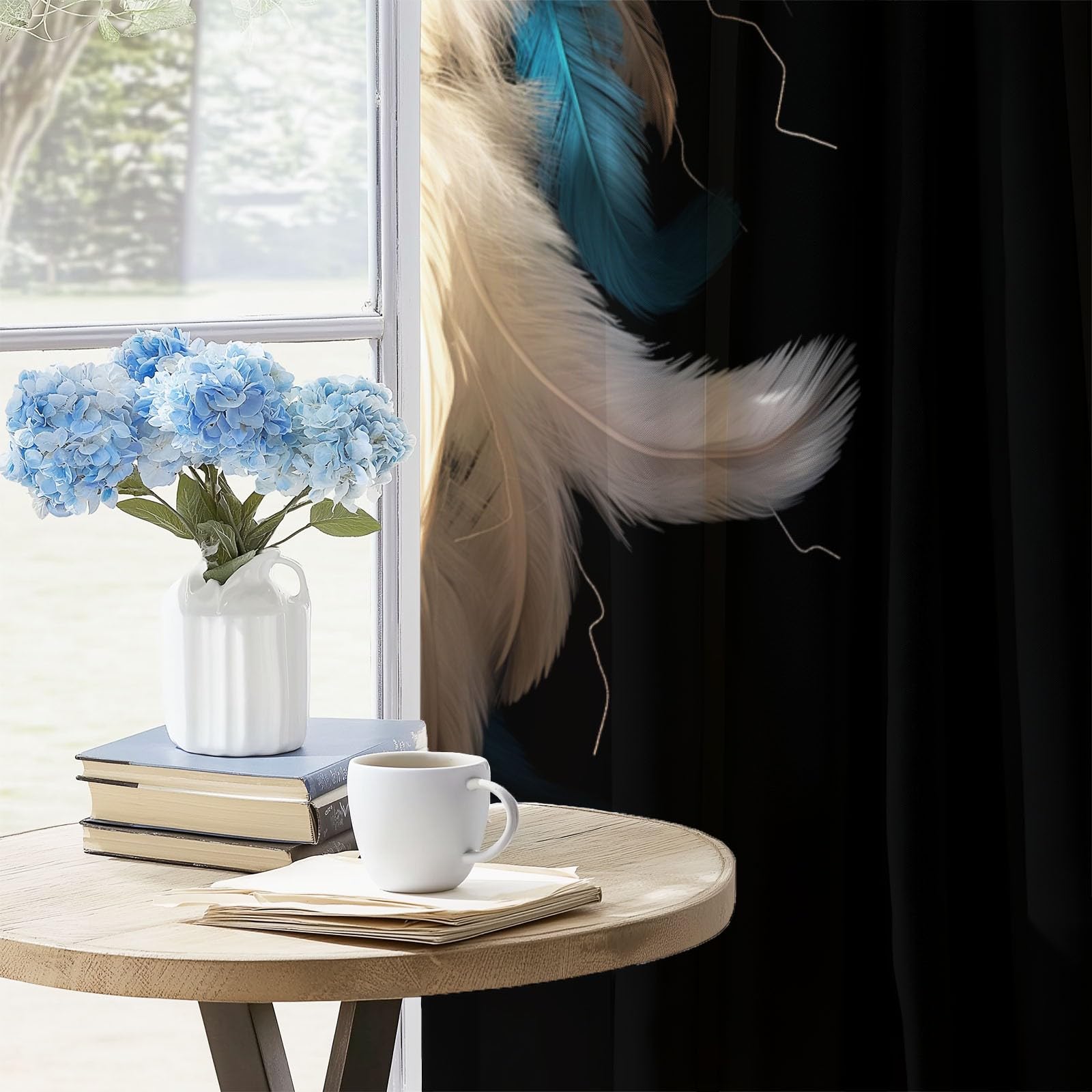 Rideau Occultant Noir Imprimé pour Salon Chambre Fenetre 85L X 200H cm (2 Panneaux) Rideaux à œillets d'intérieur isolés pour la Maison Bohème Fantastique Attrape-rêves Chambre Décoration Rideaux