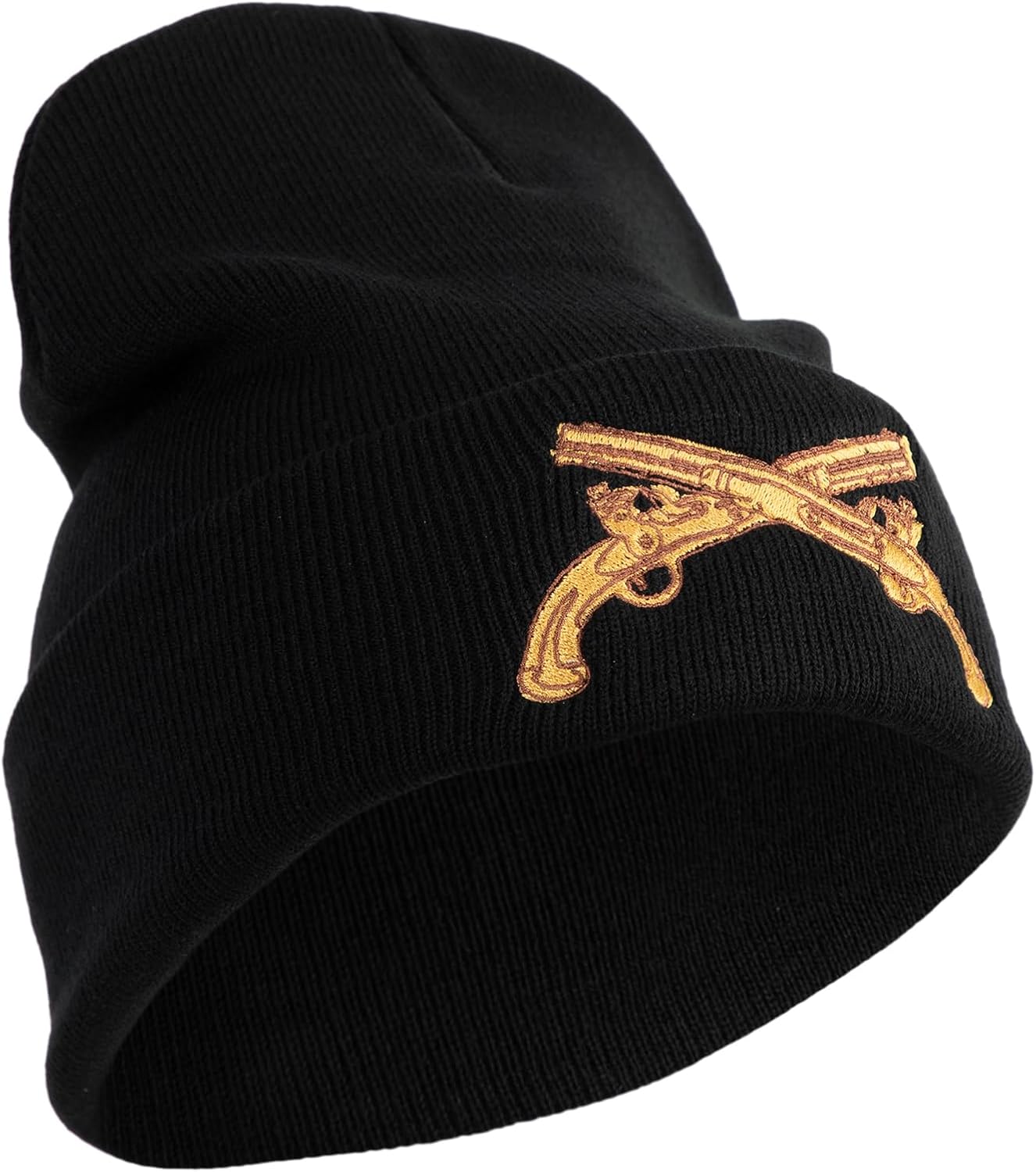 U.S. Army Military Police Insignia Logo Embroidered 12 Inch Solid Knit Cuff Long Beanie Made in USA