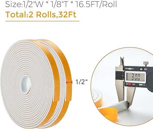 Vista 27 de Ravinte Tira de sellado de puerta de burlete de 3 "x 1/8" x 10FT - Blanco