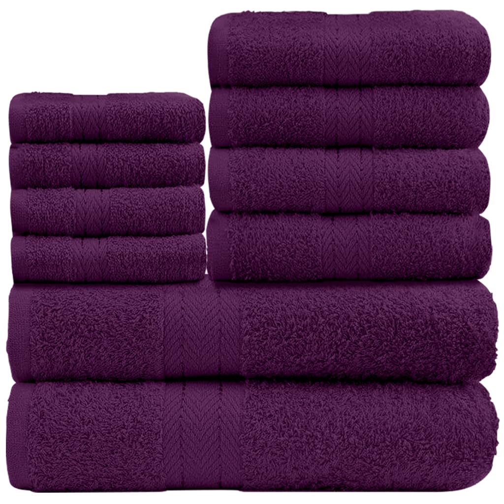 GC GAVENO CAVAILIA Soft 100% Cotton 10 Piece Towel Bale Set, Purple