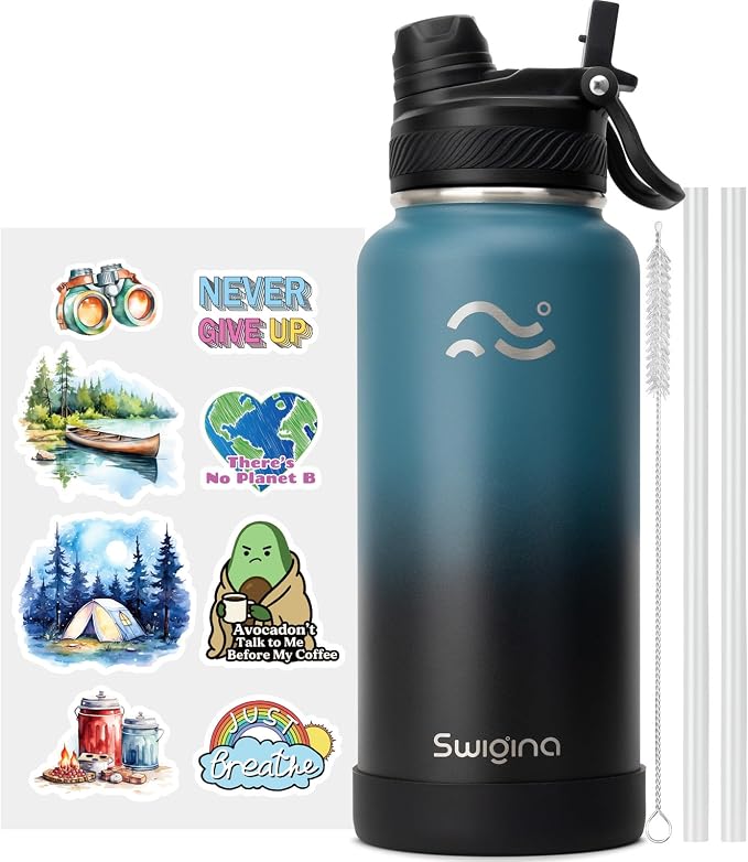 Swigina Leakproof Insulated 32oz Water Bottle With Silicone...