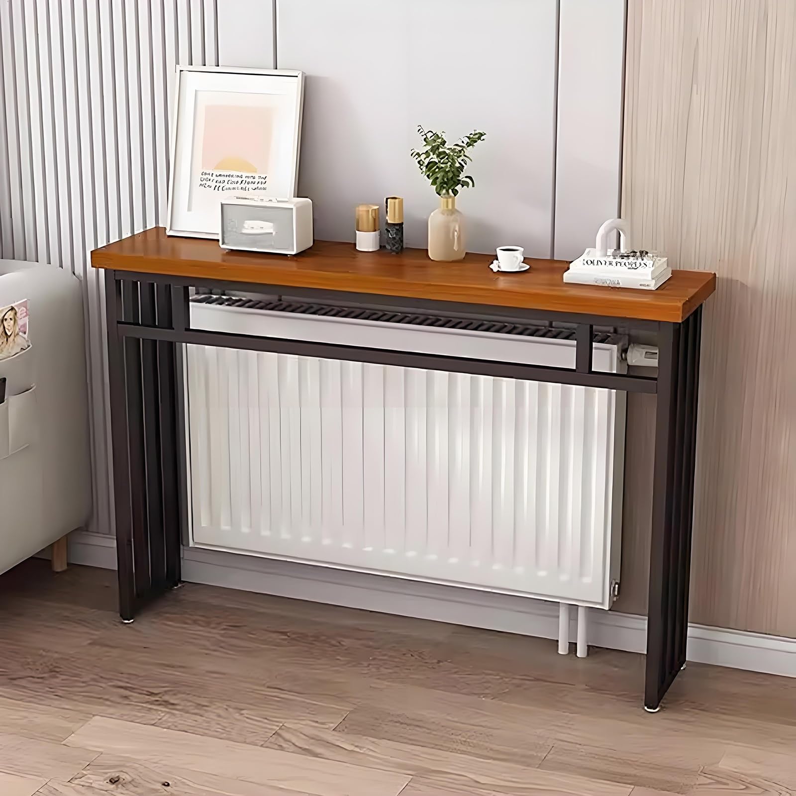 JCSRYD Over Radiator Shelf, Console Table, Modern Extra Narrow Long Sofa Table Behind Couch, Wood Accent Tables for Living Room, Hallway, Foyer(Black,100 * 20cm/39 * 8in)