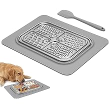 ROJECO Stainless Steel Lick Mat, Large 4-Section Slow Feeder Tray for Pets