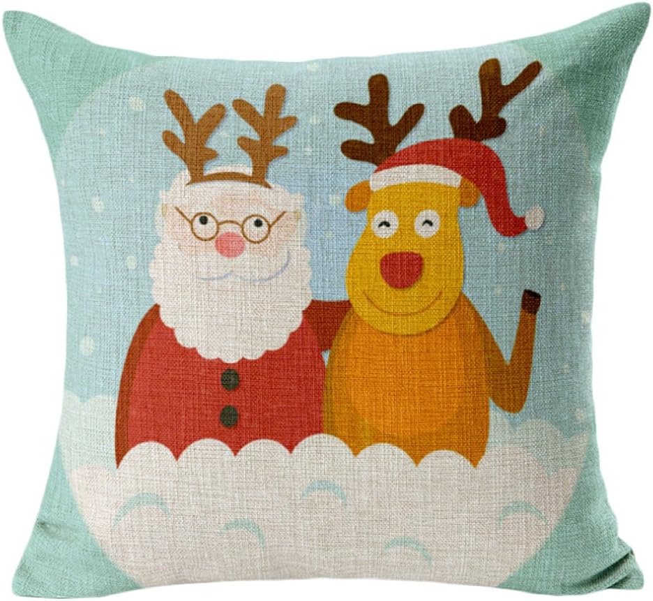 Aoklea(R) Merry Christmas Series Cotton Linen Throw Pillow Case Cushion Cover Home Sofa Decorative Gifts 18 X 18 Inch(Pattern 9)