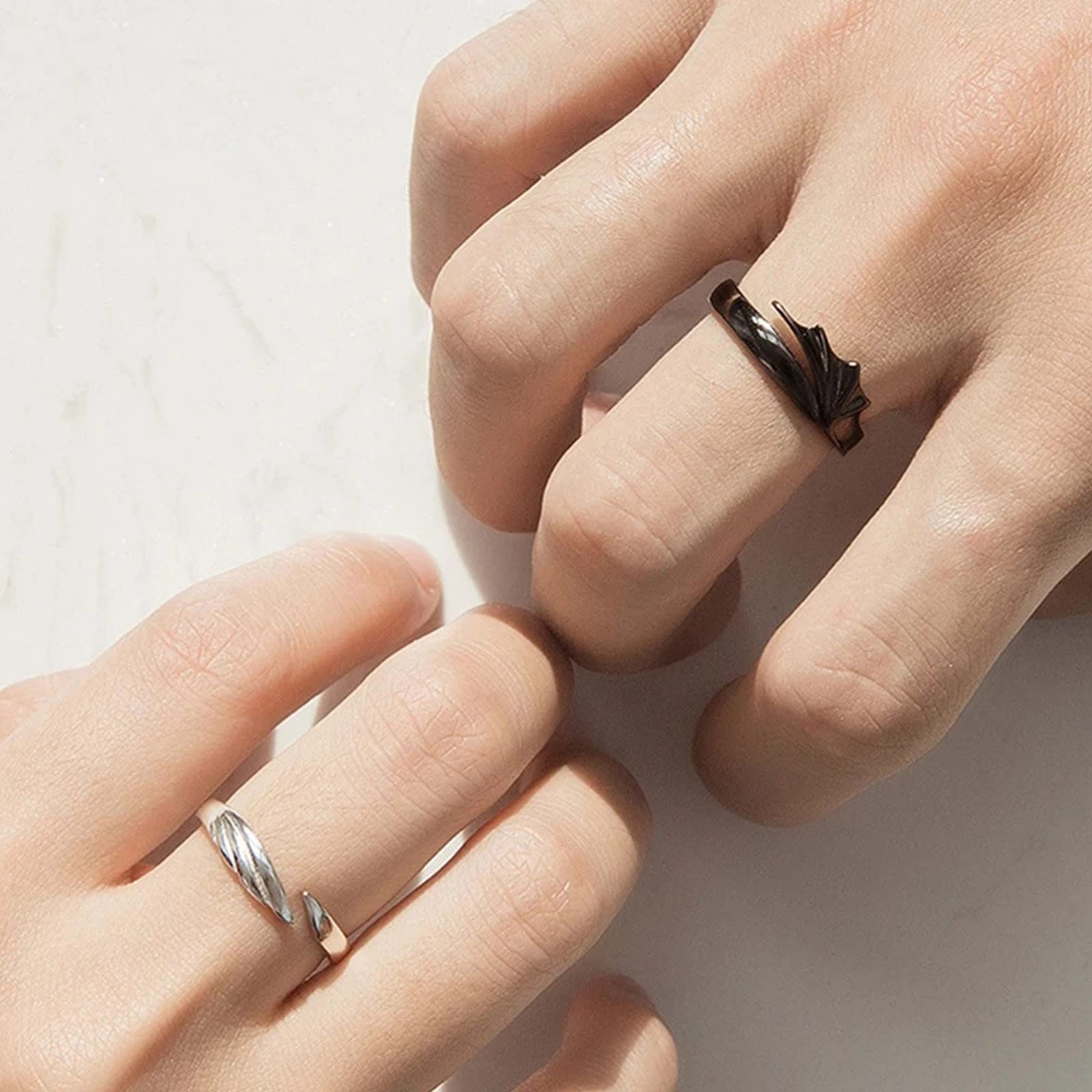 Rings,thumb ring,ladies rings,Couple Matching Rings For Man Woman Custom Adjustable Sun Moon Ring Set Angel Devil Dragon Open Rings Couple Matching