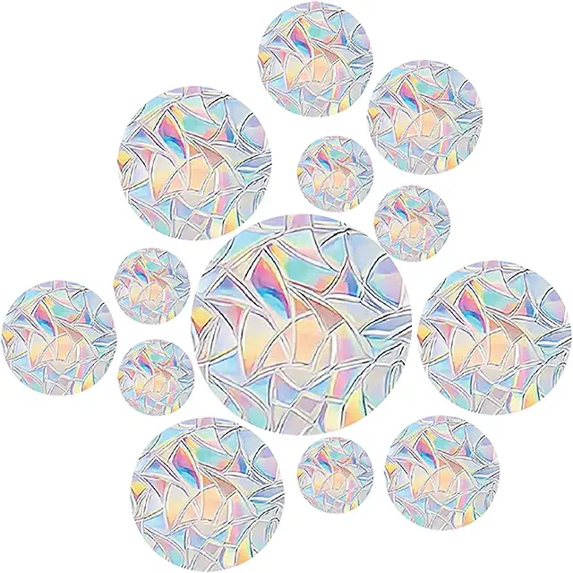13 Stück Runde Prismen Fensteraufkleber - Vogelschutz Suncatcher für Glas