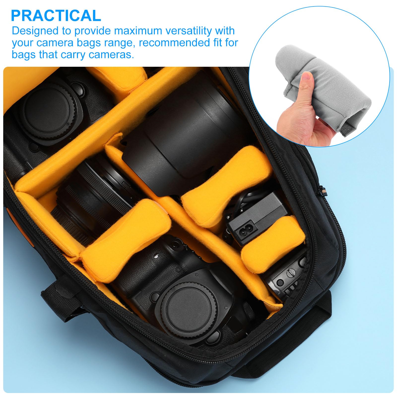 PATIKIL Divisor de Bolsa de Cámara, 4Pcs 16.5cmx16cmx1.4cm Almohadilla Separadora A Prueba de Golpes para Bolsa de Cámara Protectora de Lentes para Cámara Organizadora Universales, Gris