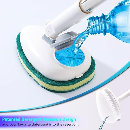 Miniatura 2 de Shower Cleaner Brush, 2-in-1 Tub and Tile Scrubber with Long Handle, Floor Scrubber with Soap Dispenser for Stiff Bristles and Scrubber Sponge for