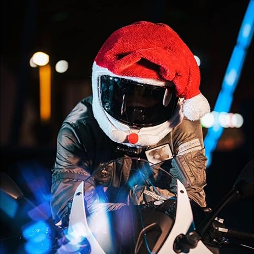 Miniatura 7 de x xotic tech Funda para casco de motocicleta de Papá Noel, cubierta completa de felpa para casco de Navidad, protección de sombrero de Navidad,