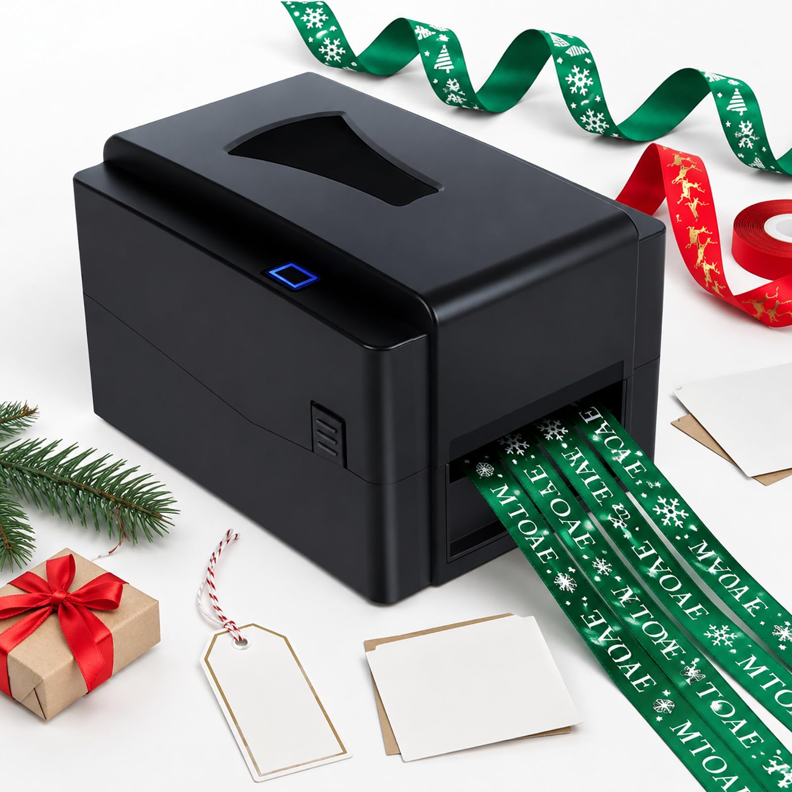 vnmudzeo Dual Mode Barcode Label Printer, Direct Thermal & Thermal Transfer — 300 DPI Printer for Shipping Labels, Inventory Labels, Care Labels and Hang Tags