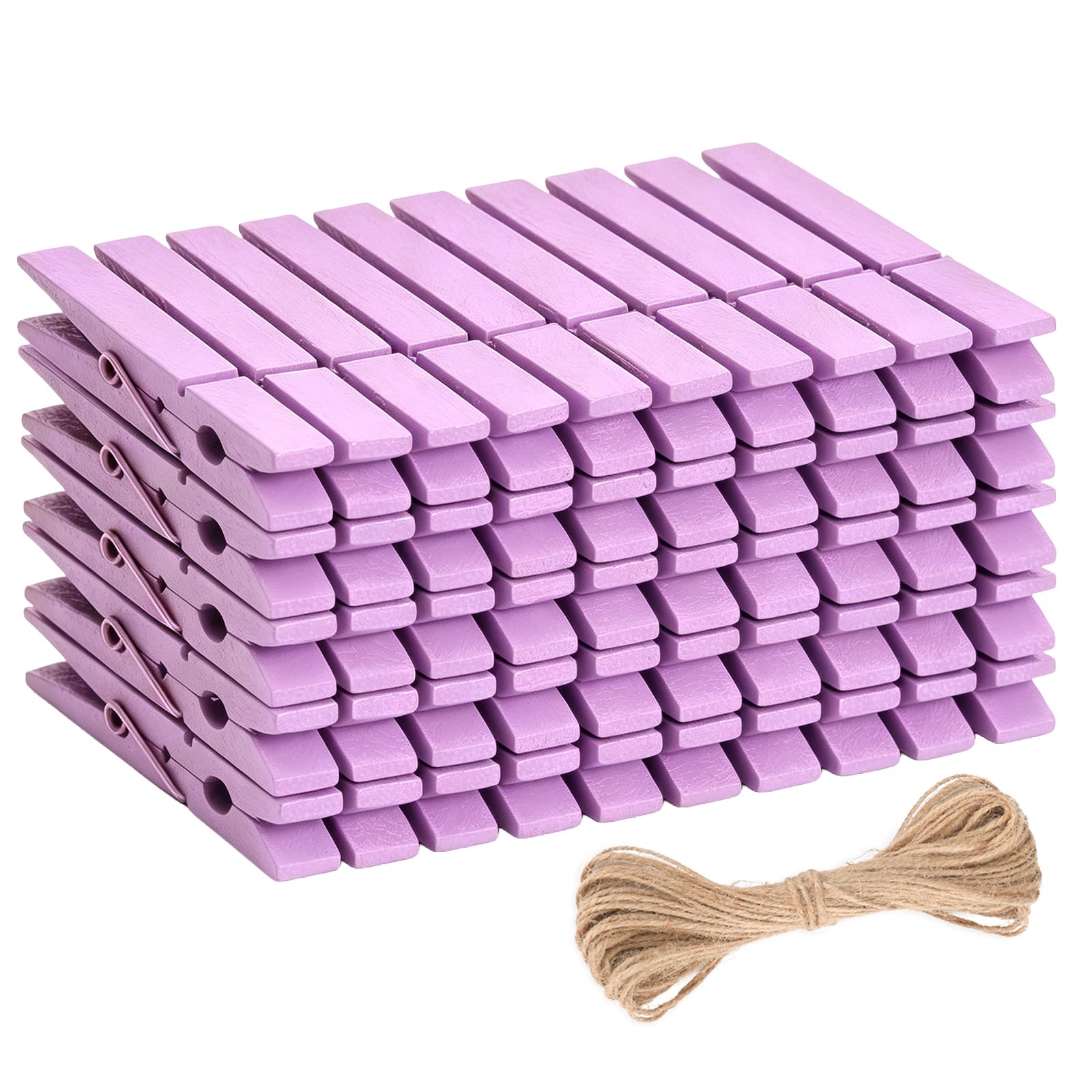 jijAcraft 7.2CM Purple Wooden Pegs: 50PCS Clothes Pegs for Washing Line — image 1