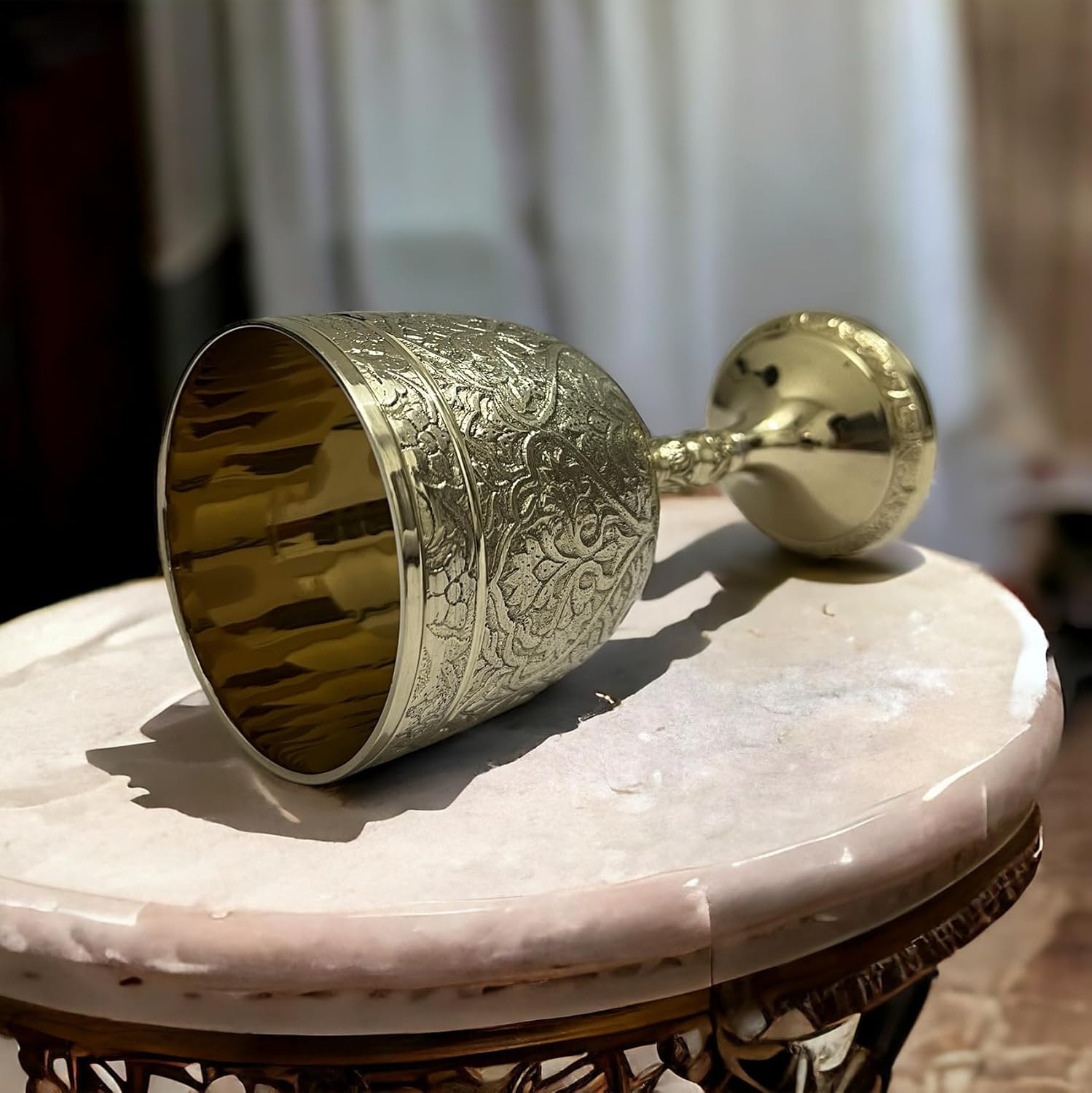 Brass Wine Chalice Goblet – Vintage Design, 9 oz Capacity – Perfect for Medieval, Renaissance, and Fantasy Themes – Ideal for Wine, Mead