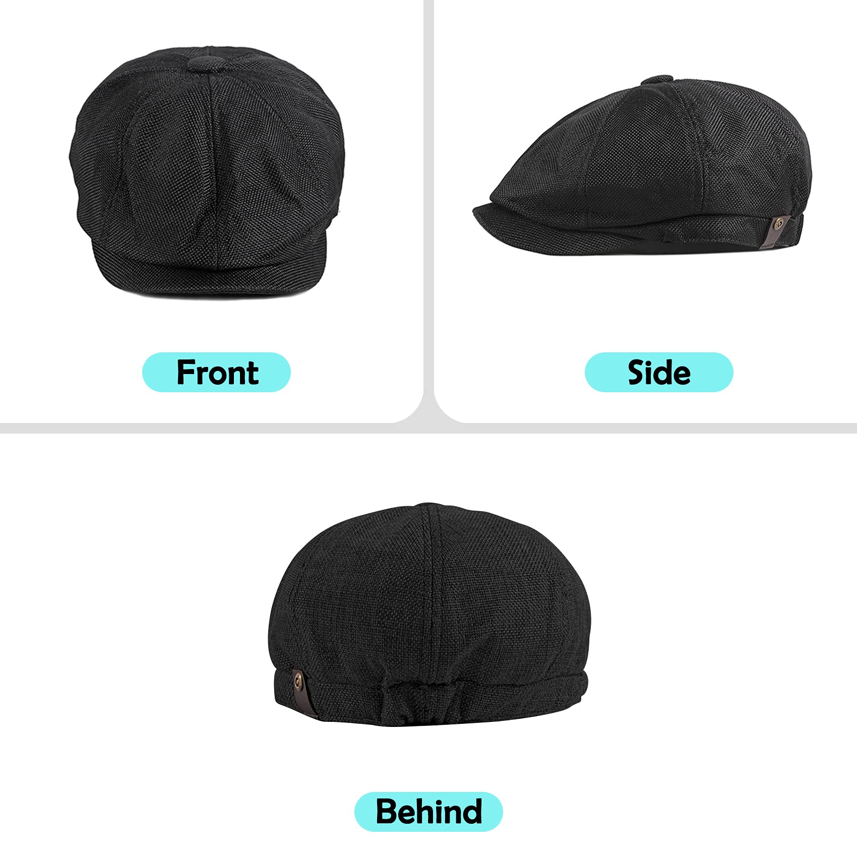 Casquettes Plates Chapeau Gatsby à 8 Panneaux Peaky Herringbone Casquette Gavroche Baker Boy Chapeaux Irlandais Fashion Ivy pour Hommes Femmes avec Bande Élastique