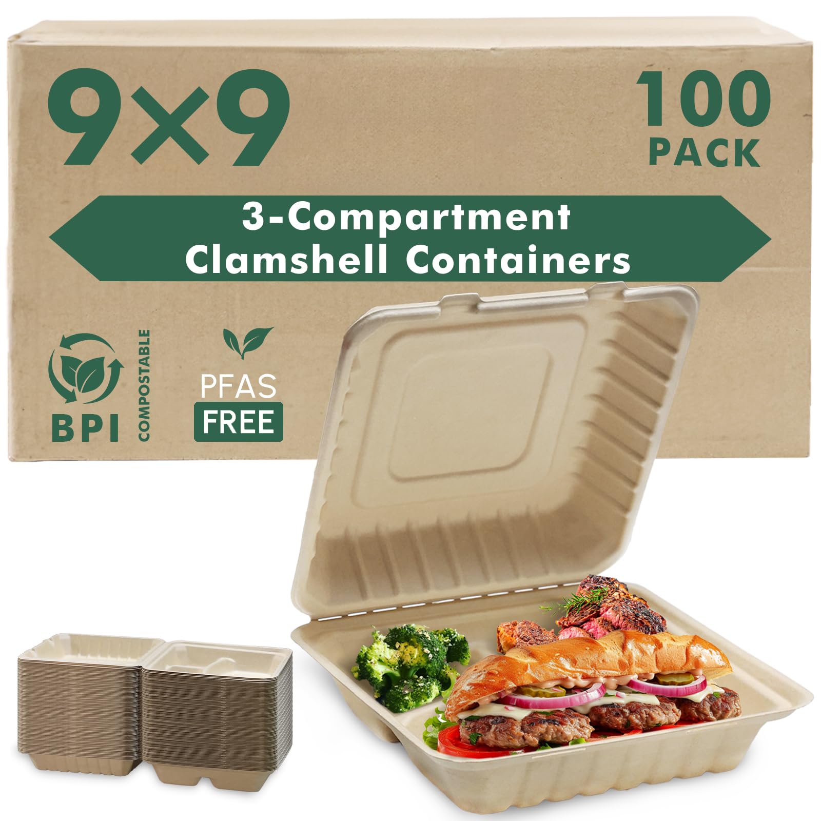 Buy yoyomax [9x9100Pack] 100 Compostable To Go Food Containers with Lids, Take