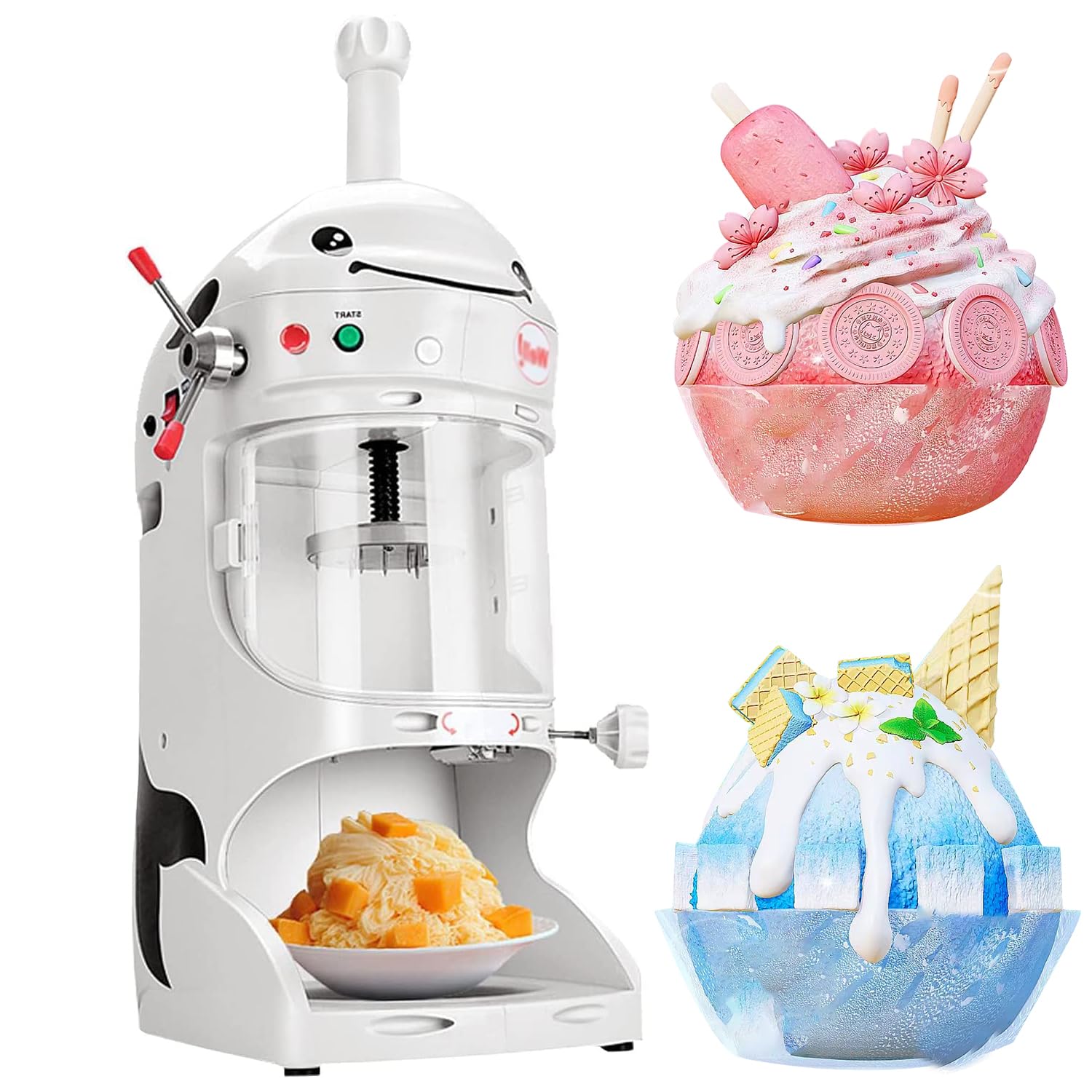HCZKIUJY Commercial Ice Crusher, Stainless Steel Shaved Ice Machine, Professional Shaved Ice Machine, Suitable for Milk Tea Shops and Coffee Shops