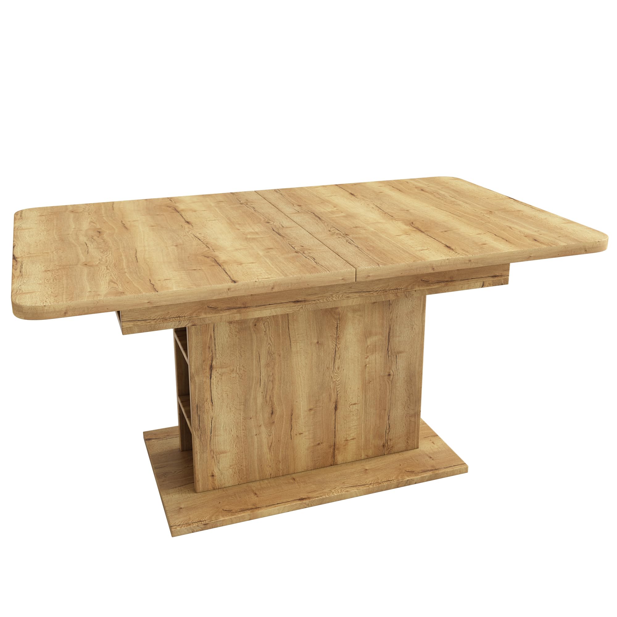Merax Esstisch Holz, Ausziehbar Esszimmertisch mit Stauraum, Rechteckiger Küchentisch, für Wohnzimmer und Esszimmer, 110/130L x 70B x 75H cm, Natur
