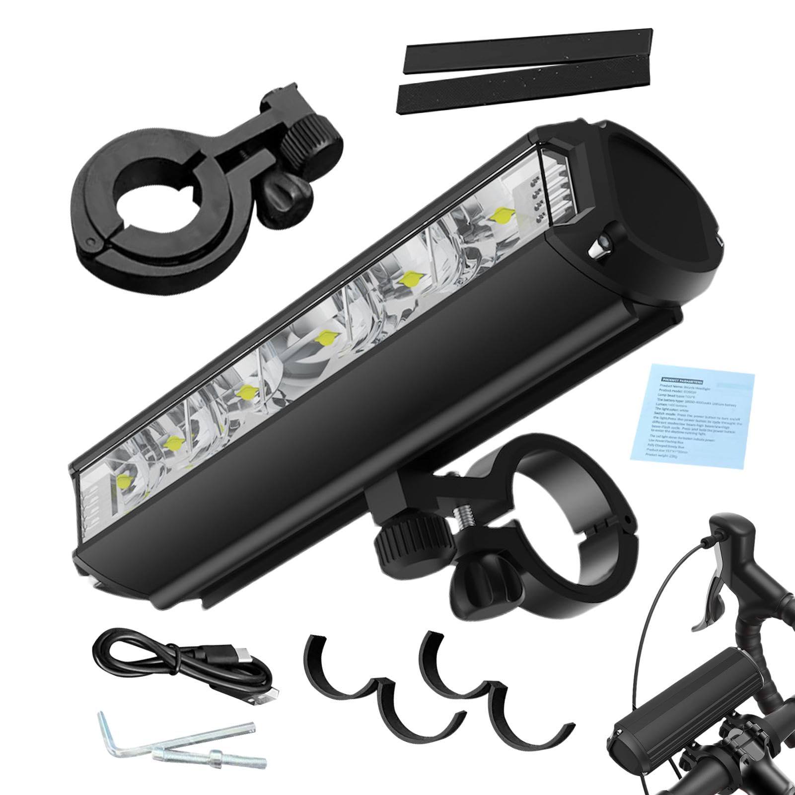 Scheinwerfer | Hohe Lumen Superhelles Frontlicht - 1850 Lumen Leistungsstarker Scheinwerfer IPX5 Wasserdichtes Licht für Radfahren, Road Mountain