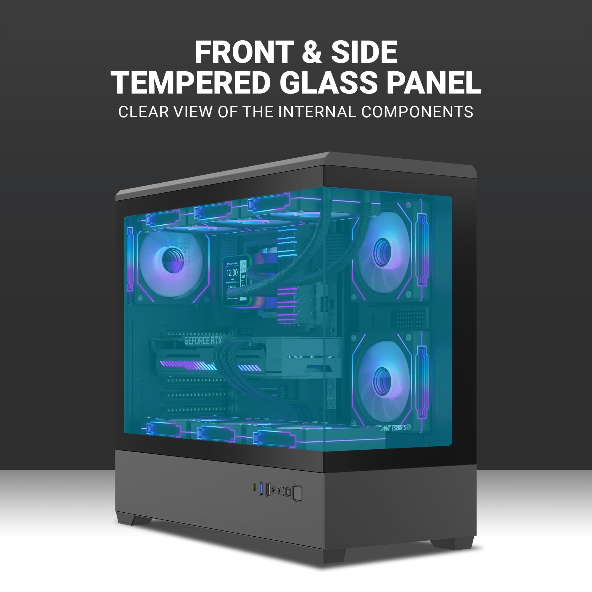 Ant Esports Crystal X6 Lite - Black Gaming Case -2