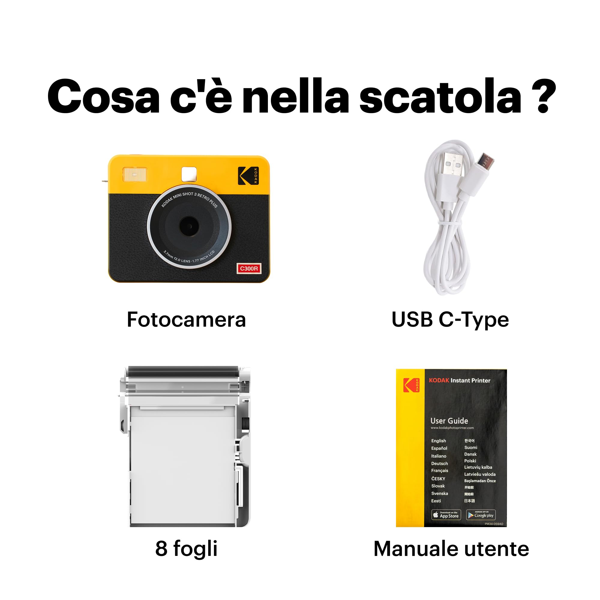 Kodak Mini Shot Combo 3 Retro - C300R, Giallo