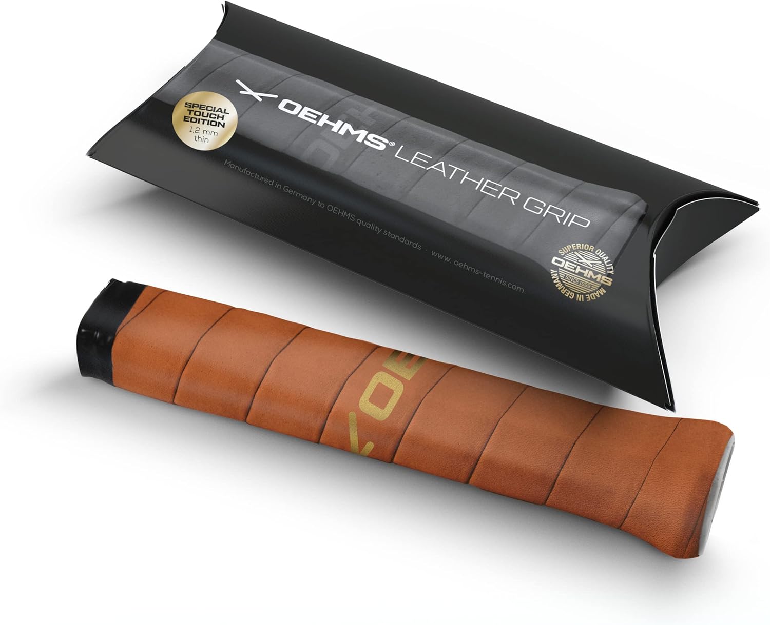 OEHMS Premium Leather Tennis Grip | Special Touch Edition | Brown | Adhesive Replacement Grip | Made in Germany