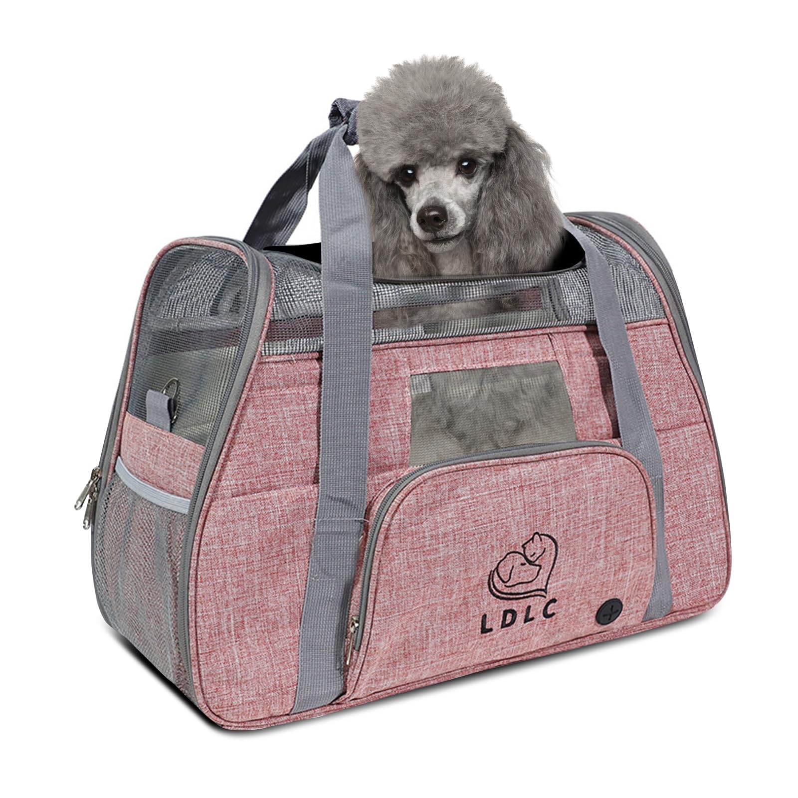 PETCUTE Sac de Transport pour Chat,Sac Transport Chien Respirant et à l'aise,Caisse de Transport Chat avec Tapis en Laine Lavable, Bandoulière Réglable Idéal pour Chats, Petits Chiens (51*23*35cm)
