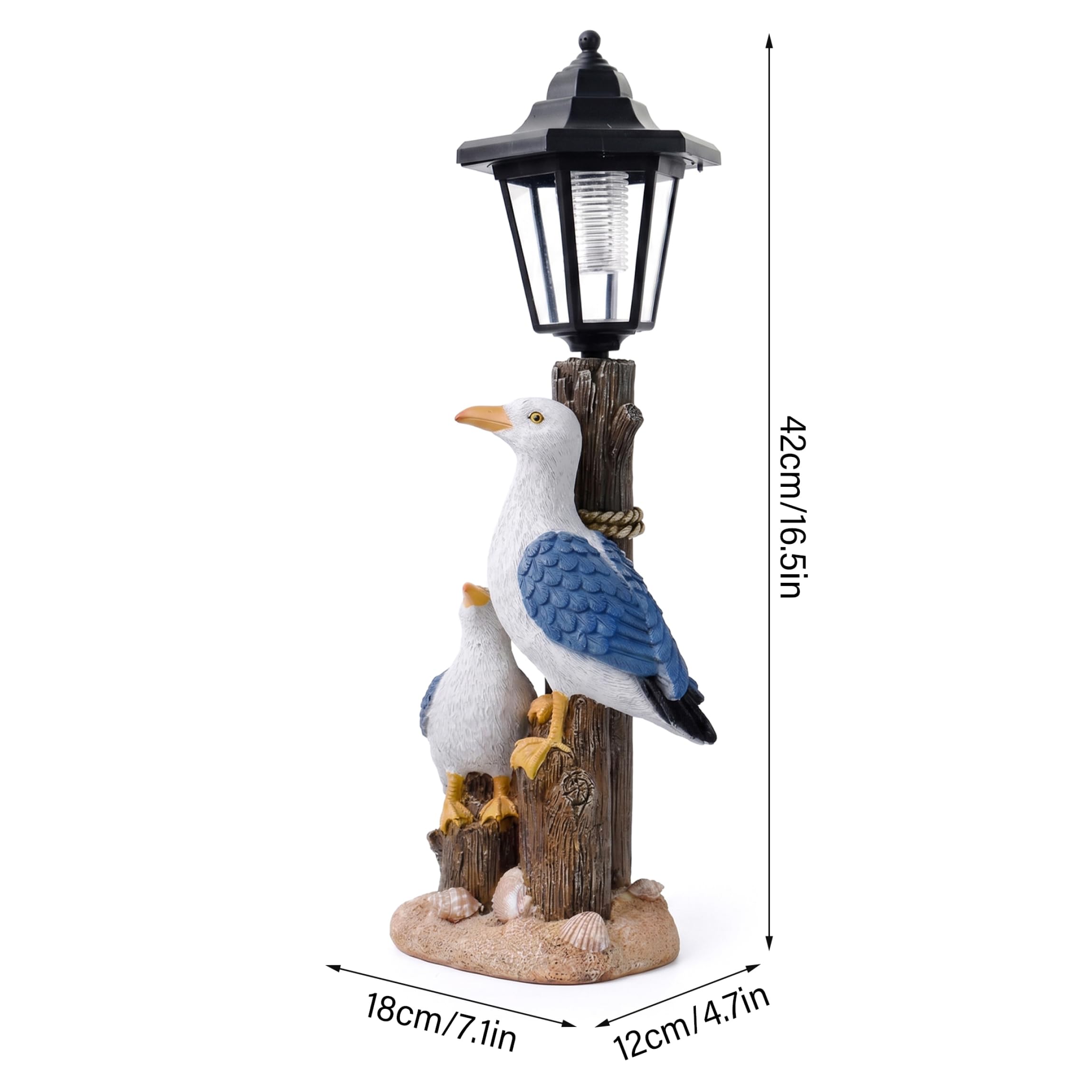Pájaro Solar, Figura de Gaviota y Pollito de Resina, estatuas solares de jardín con luz Hexagonal, decoración de jardín al Aire Libre, 7, 1 × 4, 7 × 16, 5 Pulgadas, Estilo 1