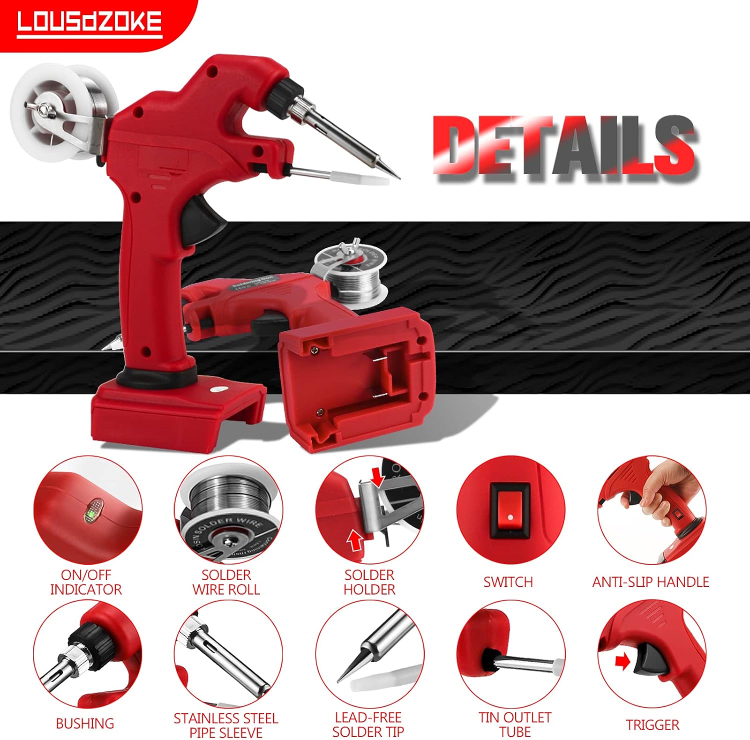 Cordless Soldering Iron Kit, 30W Soldering gun with Welding Wire, Suitable for Milwaukee M18 18V Li-ion Battery, One-handed Operation for Welding Circuit Board, Appliance Repair, Home DIY