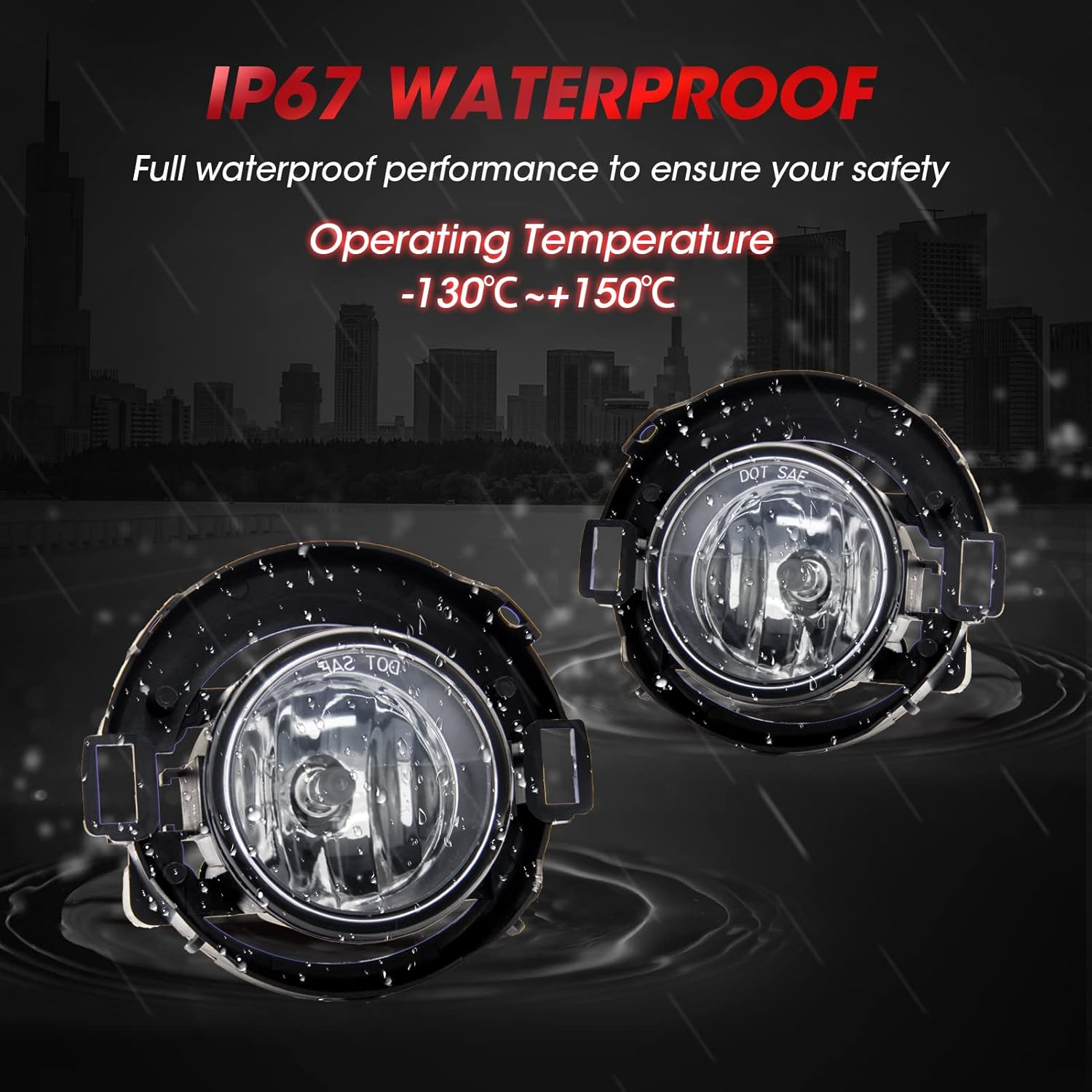 Fog Light Assembly Replacement For 2005-2015 Xterra / 2010-2017 Frontier With H11 12V 55W Halogen Bulbs(Clear Lens)