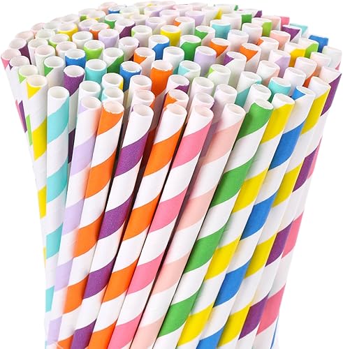 HAKACC 120 popotes de papel para beber, pajitas de fiesta, pajitas de papel surtidas para fiestas de cumpleaños, bodas, vacaciones, decoraciones de
