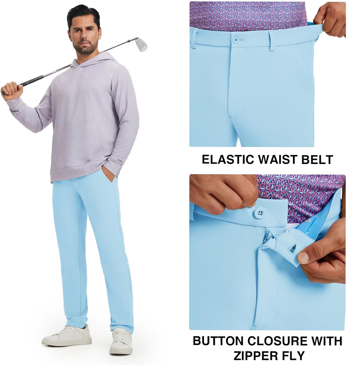 M MAELREG Men's Golf Pants Quick Dry Lightweight 30/32/34 Stretch Work Dress Casual Trousers with 4 Pockets Golf Pants Men - Image 3