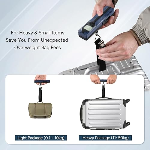Vista 9 de travel inspira Báscula de equipaje sin batería, esenciales de viaje, báscula digital portátil de mano para maleta para accesorios de viaje, 110