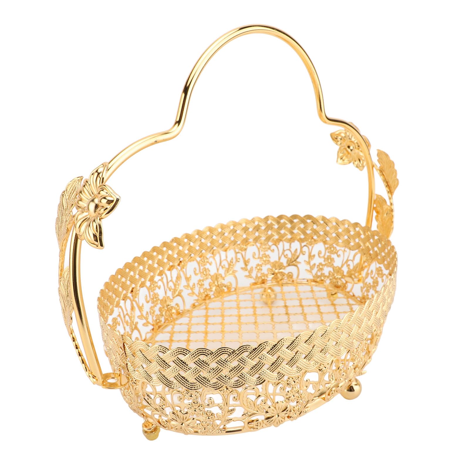 Tabla for Servir, Bandeja metálica for Comida, Cesta de Frutas con asa, Soporte Vintage de Estilo Europeo, Expositor de Comida, Cuenco Decorativo