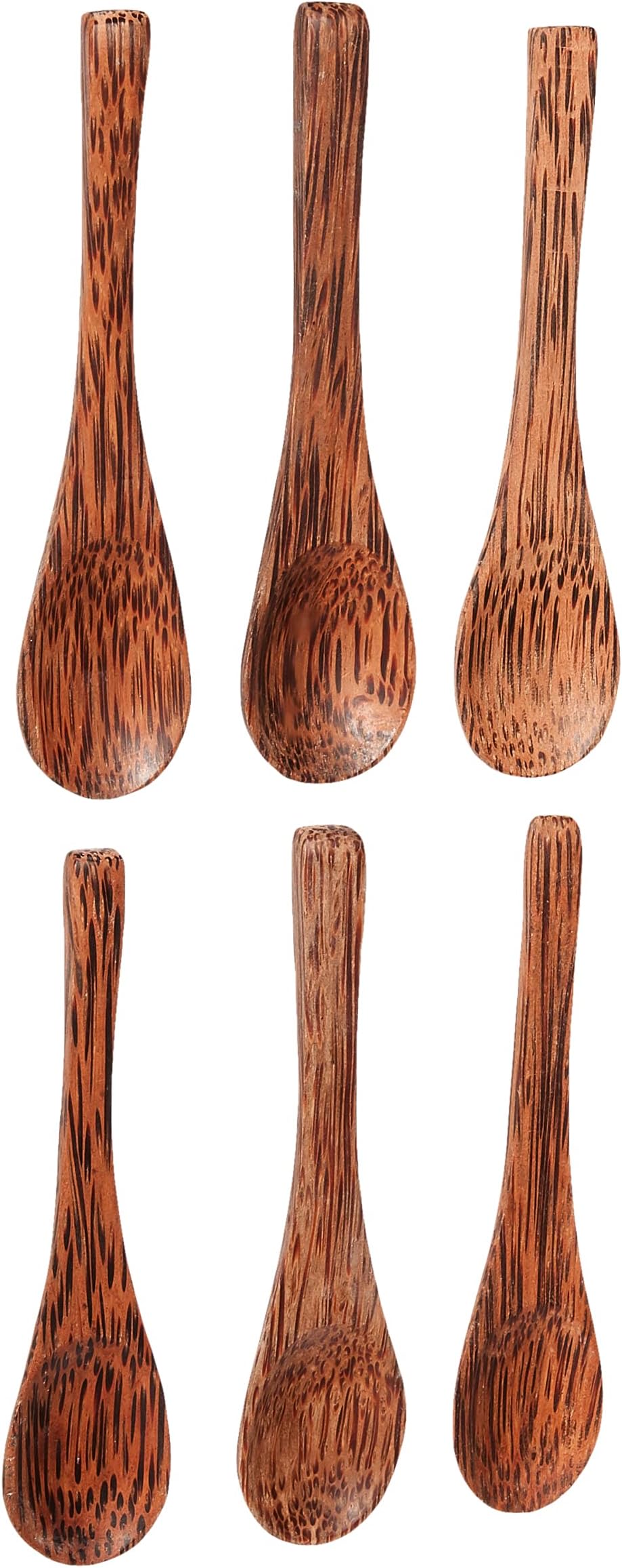 Hand Carved Coconut Wood Spoons Miniature, Set of 6, 12cm