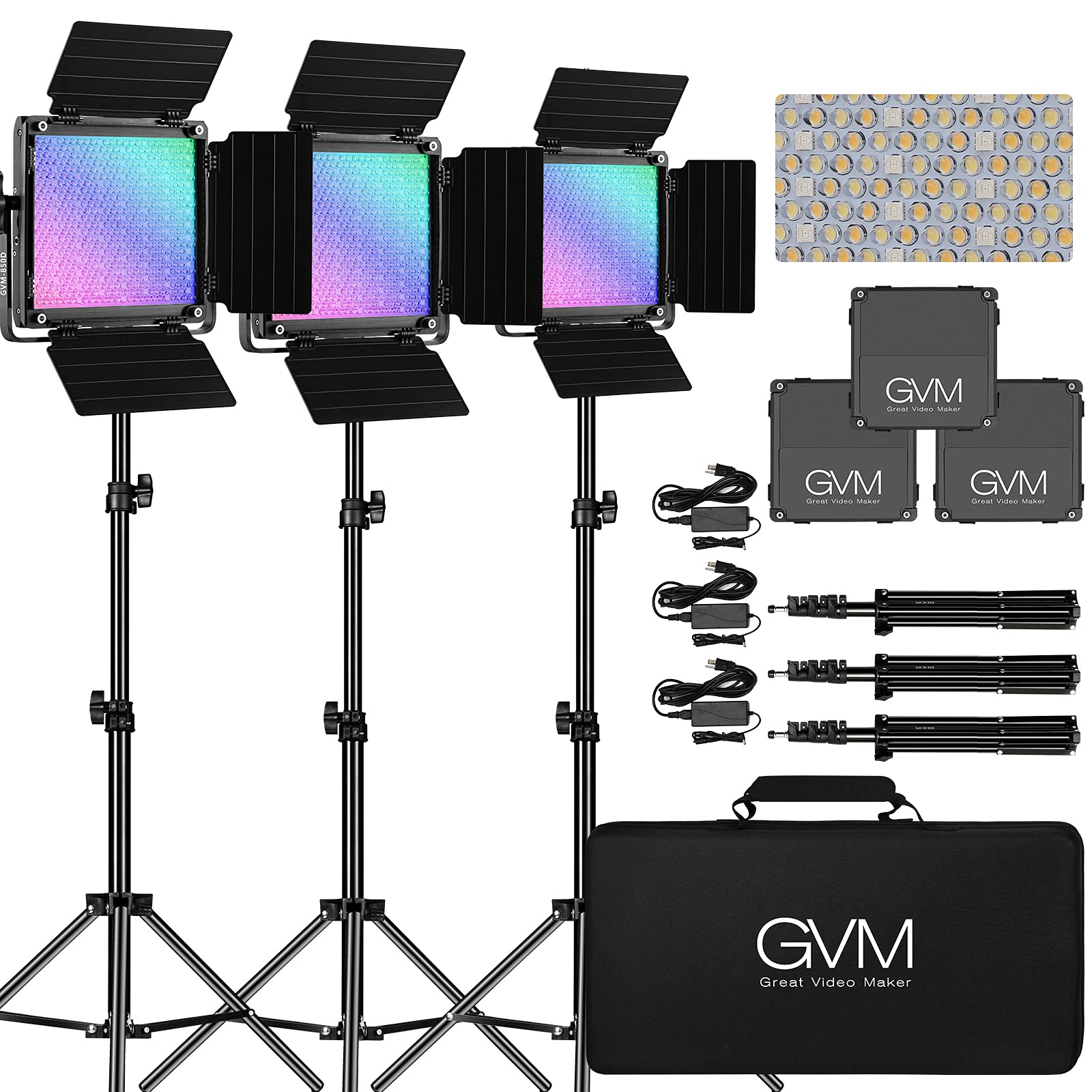 Buy GVM RGB Video Lighting, 360°Full Color Led Video Light Kit with APP Control, 3 Packs 850D