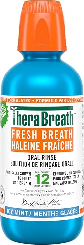 TheraBreath Fresh Breath Oral Rinse - Icy Mint | Fights Bad Breath | Certified Vegan, Gluten-Free, & Kosher | 473ml