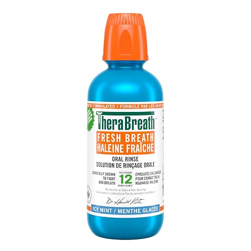TheraBreath Fresh Breath Oral Rinse - Icy Mint | Fights Bad Breath | Certified Vegan, Gluten-Free, & Kosher | 473ml - Fresh Breath - Icy Mint - 473 ml (Pack of 1)