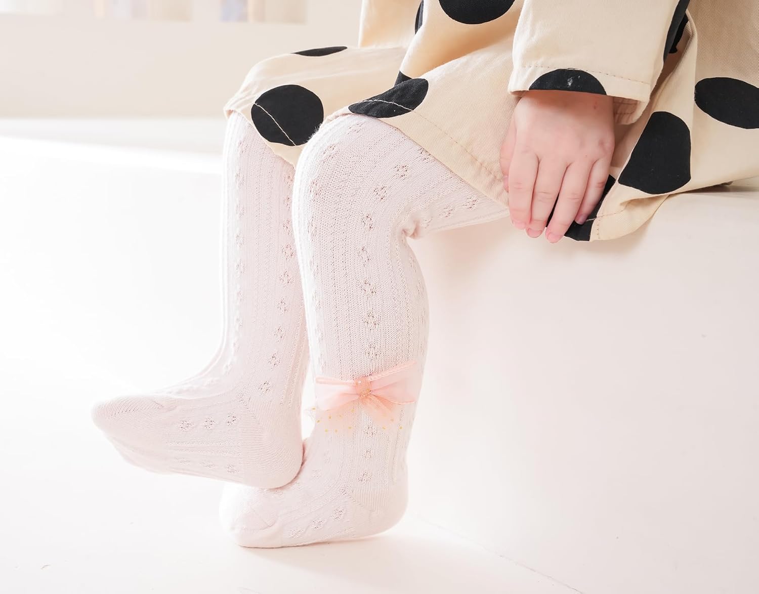 Bow Baby Girl Stockings With Lace Baptism Socks For Baby Girls